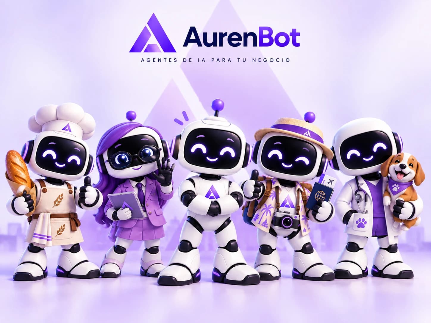Los agentes de IA de AurenBot, uno por cada tipo de negocio